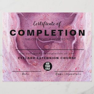 Modern Pink Watercolor  Certificate of Completion