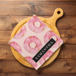 Modern Pink Watercolor Doughnuts Pattern With Name Tea Towel<br><div class="desc">Modern Pink Watercolor Doughnuts Pattern With Name</div>