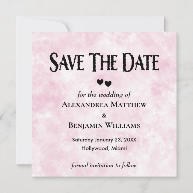Modern Pink Watercolor Elegant Wedding Personalise Save The Date (Front)