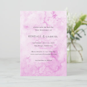 Modern Pink Watercolor Elegant Wedding Save The Date