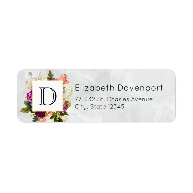 Modern Pink Watercolor Floral Bouquet Monogram (Front)