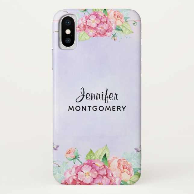Modern Pink Watercolor Floral Case-Mate iPhone Case (Back)