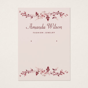 Modern pink watercolor floral earring display card