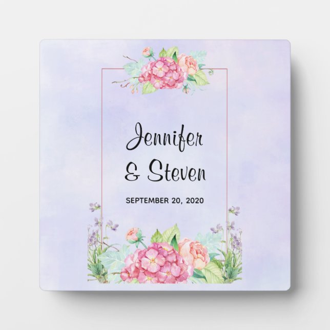 Modern Pink Watercolor Floral Frame Wedding (Front)