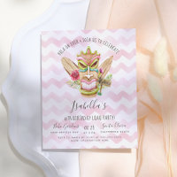 Modern Pink Watercolor Floral Tiki Luau Party