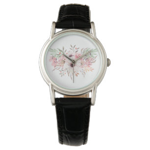 Modern Pink Watercolor Floral Women's Watch