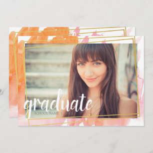 Modern Pink Watercolor Graduate Invitations