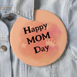 modern pink watercolor happy mum day minimal 6 cm round badge