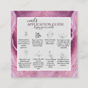 Modern Pink Watercolor In Nail Application Guide Square Business Card