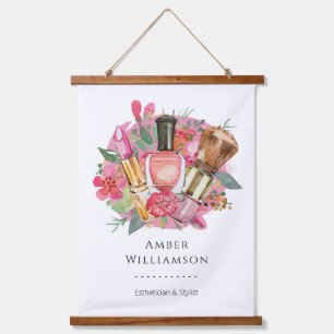 Modern Pink Watercolor Makeup Artist Girly Chic Hanging Tapestry