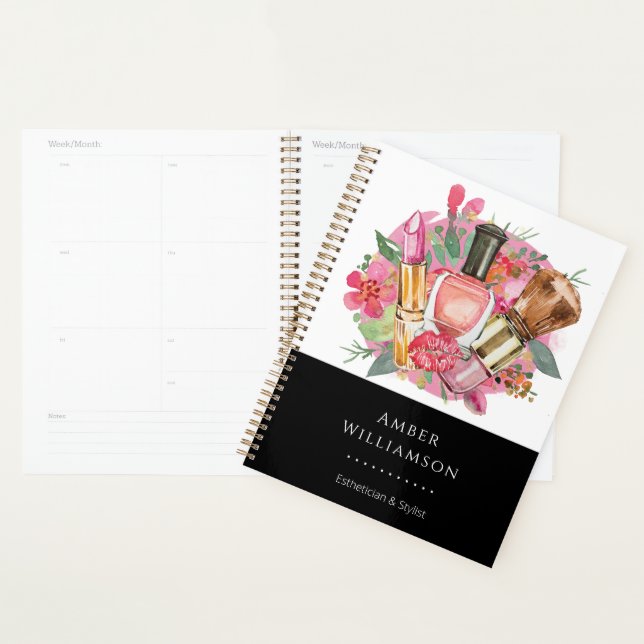 Modern Pink Watercolor Makeup Artist Girly Chic Planner (Display)