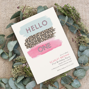 Modern Pink Watercolor Striped 21st birthday   Invitation