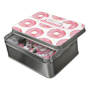 Modern Pink Watercolor Sweet Like Doughnuts Quote Jigsaw Puzzle