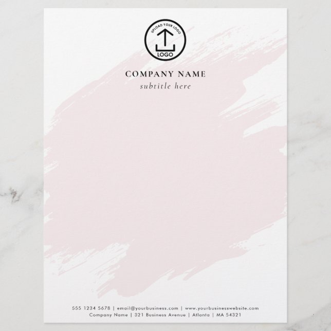 Modern Pink Watercolor Template Business Logo Custom Letterhead (Front)