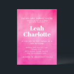 Modern Pink Watercolor Trendy Bat Mitzvah Invitation<br><div class="desc">This design sets a confident, joyful tone for a modern Bat Mitzvah celebration. The vibrant pink color and clean typography feel elevated and meaningful while keeping the focus on the guest of honor. A beautiful choice for families who want something polished, current, and easy to coordinate with the rest of...</div>