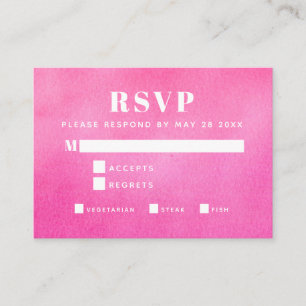 Modern Pink Watercolor Trendy Chic Meal RSVP Enclosure Card