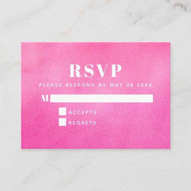 Modern Pink Watercolor Trendy Chic RSVP Enclosure Card (Front)