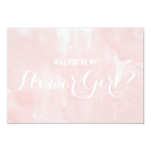 Image of Modern pink watercolor Will you be my flower girl Invitation