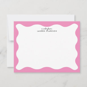 Modern Pink Wavy Frame Stationery Note Card