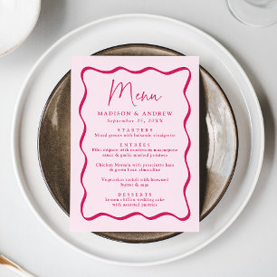 Modern Pink Wavy Frame Wedding Menu