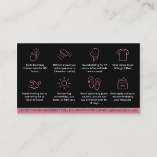 Modern Pink Waxing Aftercare Card, Hair Removal  B Business Card