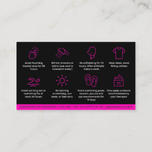 Modern Pink Waxing Aftercare Card, Hair Removal B Business Card