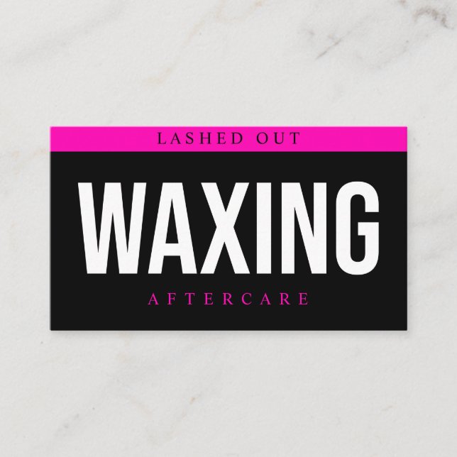Modern Pink Waxing Aftercare Card, Hair Removal  B Business Card (Front)