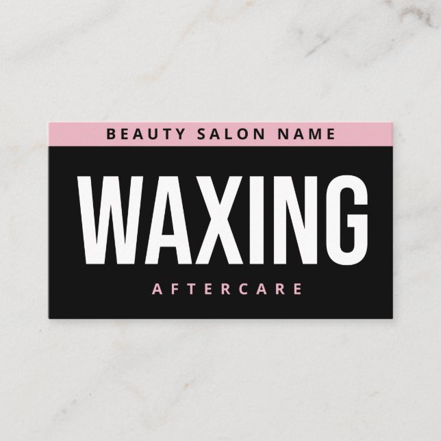 Modern Pink Waxing Aftercare Card, Hair Removal  Business Card (Front)
