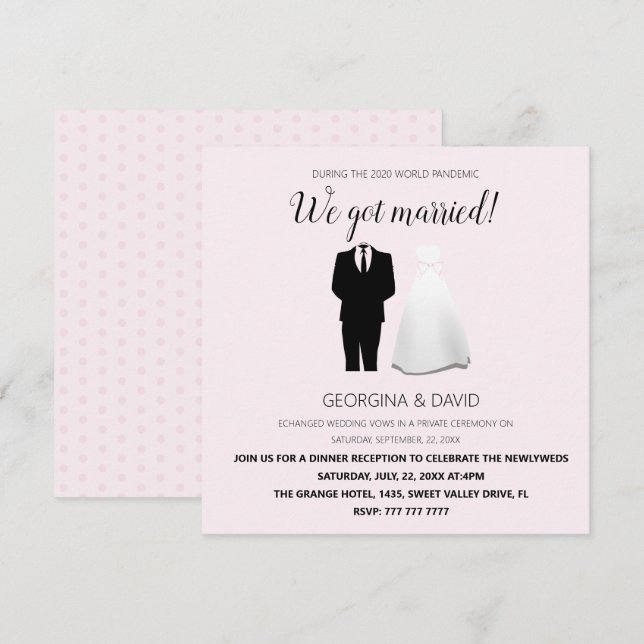 Modern Pink We Got Married! Wedding Announcement (Front/Back)