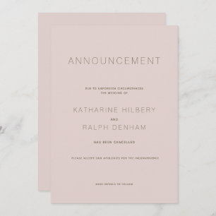 Modern Pink Wedding Cancellation Announcement