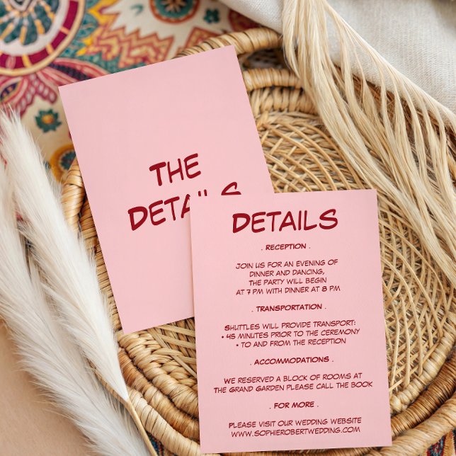 Modern Pink Wedding Details Enclosure Card (Creator Uploaded)