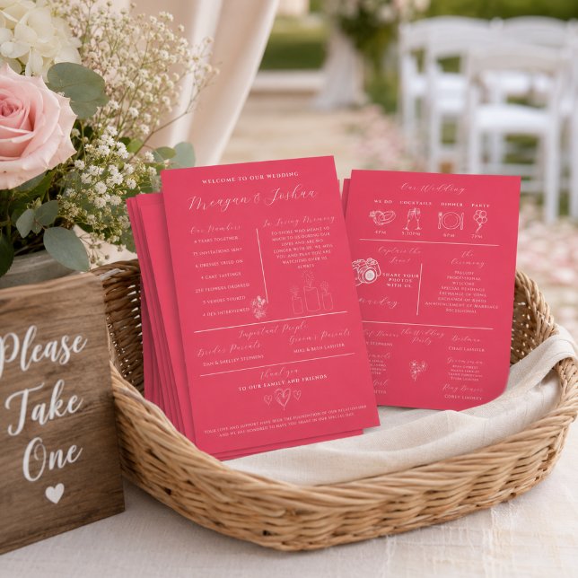 Modern Pink Wedding Infographic Program Programme (Creator Uploaded)
