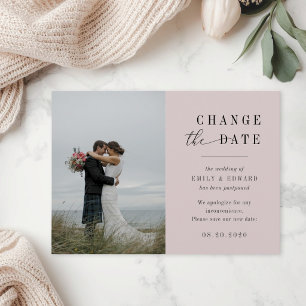 Modern Pink Wedding Postponement Announcement