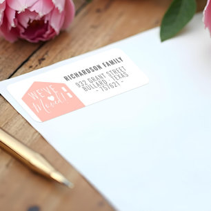 Modern Pink We've Moved New Home Address Label