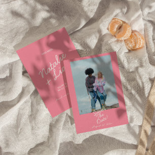 Modern Pink Whimsical Summer Fun Photo Wedding Save The Date