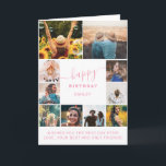 Modern pink white birthday 10 photo collage grid card<br><div class="desc">Modern simple birthday pink and white 10 photo collage grid with modern typography.</div>