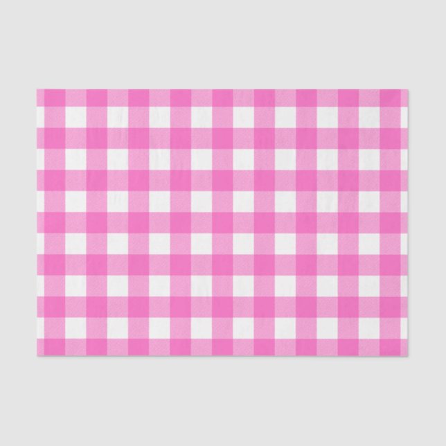 Modern Pink White Buffalo Checks Tissue Paper (Front)