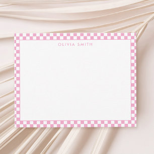 Modern Pink White Chequered Card