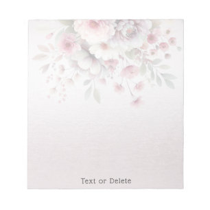 Modern Pink White Floral Notepad