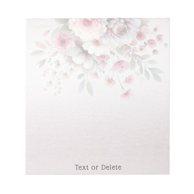 Modern Pink White Floral Notepad (Front)