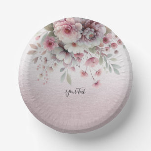 Modern Pink White Floral Paper Bowl Paper Plate