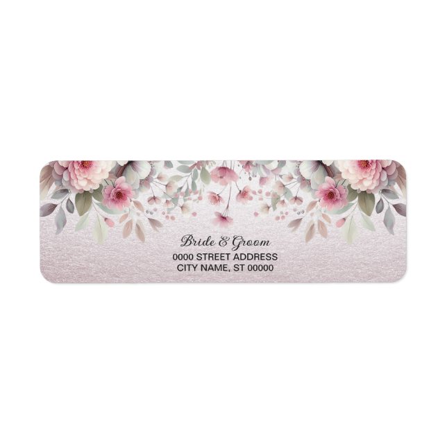 Modern Pink White Floral Return Address Label (Front)