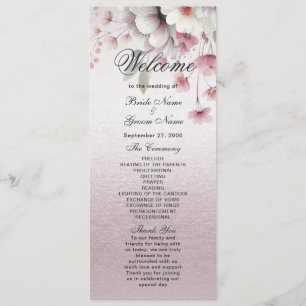 Modern Pink White Floral Wedding program Programme