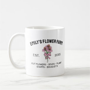 Modern Pink & White Flower Farm Business Logo Coffee Mug