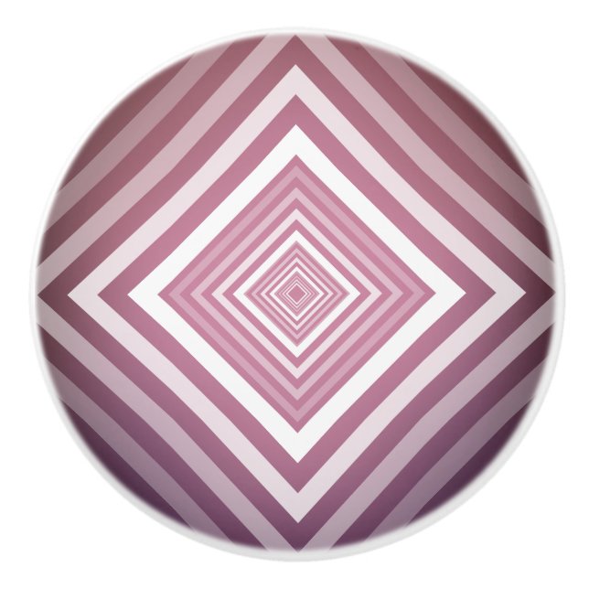 Modern Pink & White Gradation Squares Ceramic Knob (Front)