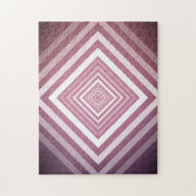 Modern Pink & White Gradation Squares Jigsaw Puzzle (Vertical)