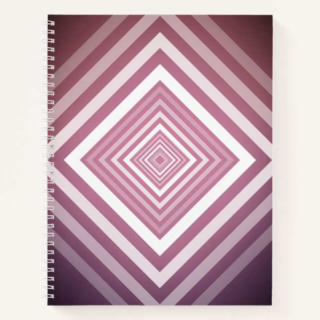 Modern Pink & White Gradation Squares Notebook (Front)