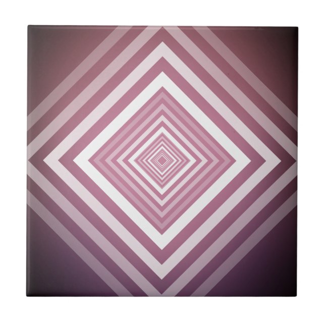 Modern Pink & White Gradation Squares Tile (Front)
