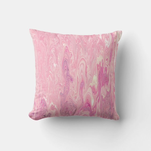 Modern pink White Marbling Paint Abstract Design Cushion (Front)