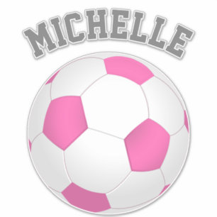 Modern pink white soccer ball - add name